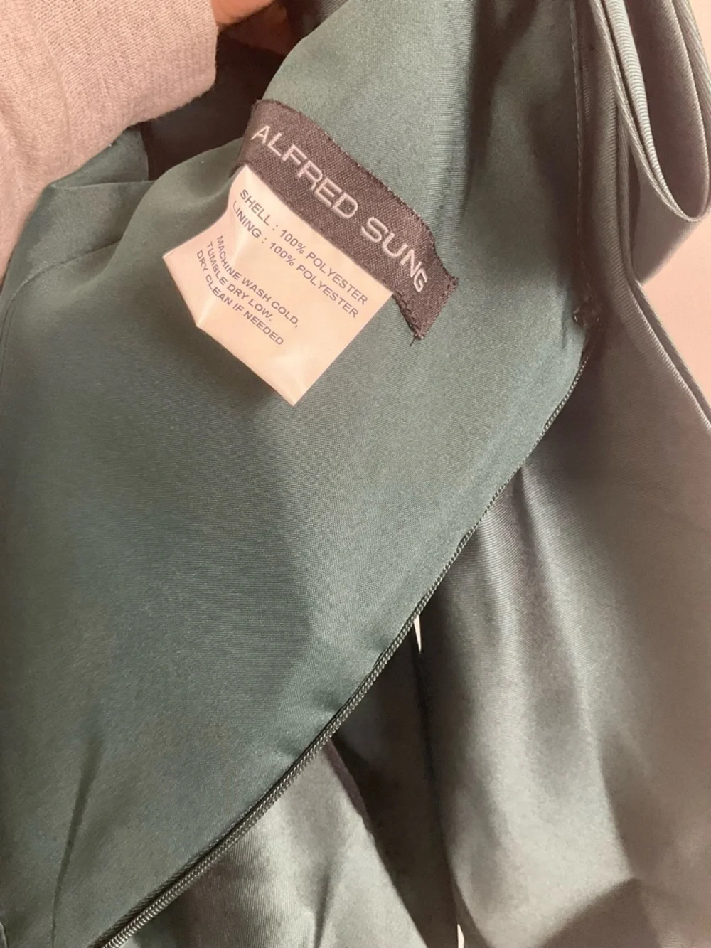 ALFRED SUNG Emerald Green Spaghetti Strap Maxi Gown - Picture 5 of 5
